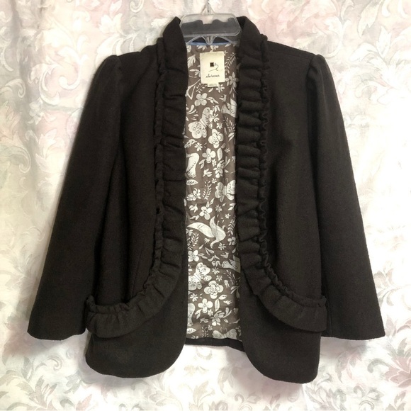 Elevenses Anthropology Jackets & Blazers - Anthropologie Elevenses Wool Blend Cotton Lined Chocolate Brown Blazer Jacket 10